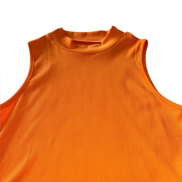 Orange Mock Neck Ribbed Top - Picture 4 of 6